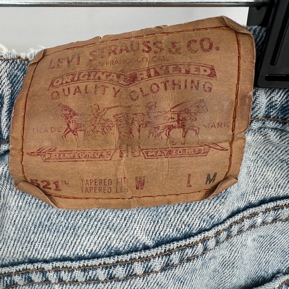 Vintage 90s Levi's 521 Tapered Leg‎ Jeans 14 M 100% Cotton Made in USA Destroyed - Picture 6 of 9